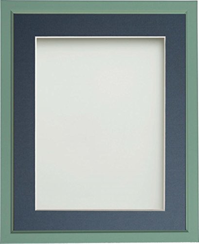 Frame Company Drayton Range 12x10-inch Green Picture Photo Frame with Blue Mount For Image Size 8x6-inch