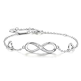 Women Infinity Love Bracelet, 925 Sterling Silver Adjustable Charm Forever Bracelet For Women Girls