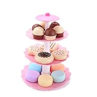 Leiyini Role Play Toys Simulated Mini Cake Biscuit Donut Dessert Tower Set Kids Cooking Set Children Baking Set Dress Up Role Play Toys ABS Eco-Friendly Plastic