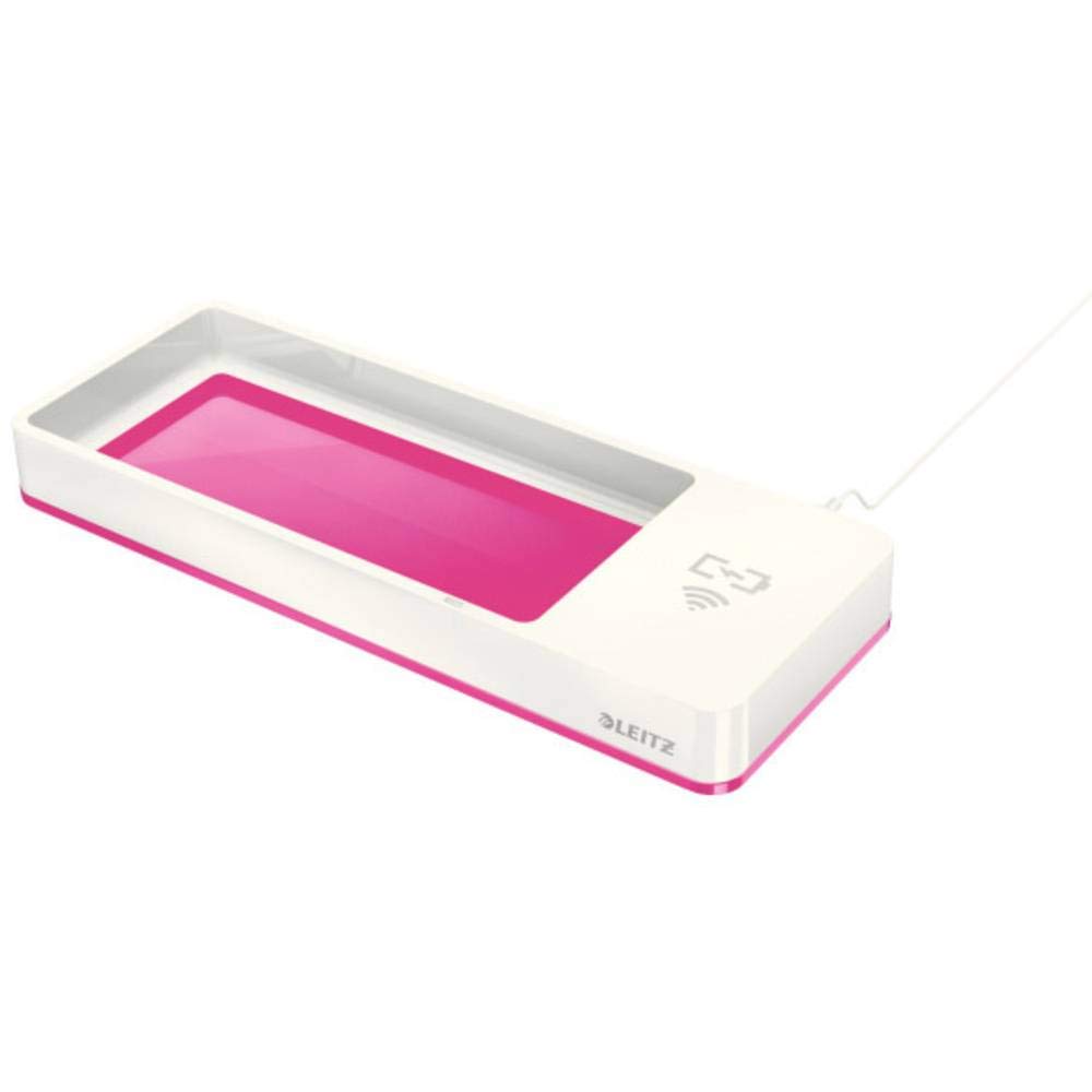 Leitz TS-120559 Wow Desk Organiser with Inductive Charger, Pink