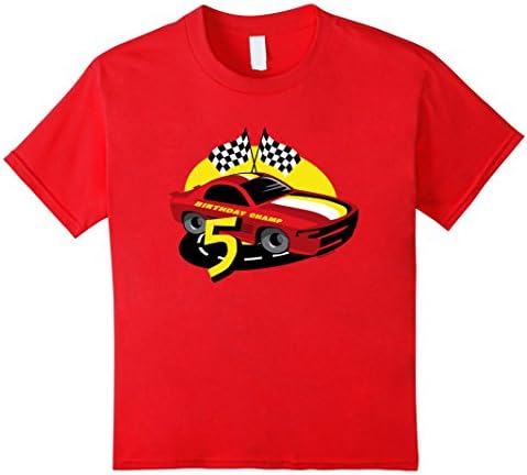 unisex-child Race Car 5th Birthday Champ Speedway T-Shirt 6 Red