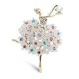 Time Pawnshop Elegant Ballet Angel Flower Colorful Cubic Zirconia Charm Brooch