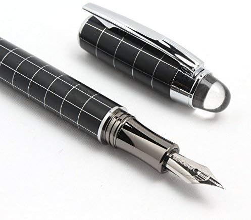 Baoer 79 Starwalker Cross Line Fountain Pen Silver Trim Checked