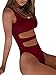 BEAGIMEG Women's Tank Top Cut Out Sleeveless Bodice Bodysuit Party Clubwear Wine Red