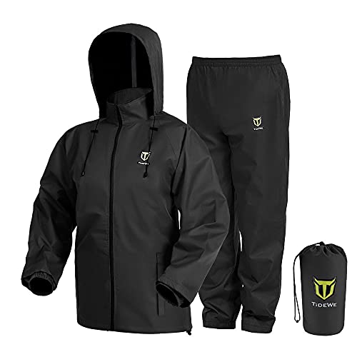 TideWe Rain Suit, Waterproof Raincoat Breathable Lightweight 2 Pieces Rainwear for Men (S-3XL)