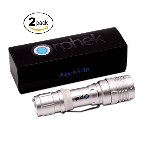 HC REFRESH Blue LED Multifunctional Flashlight Azurelite for Coral Night Feeding Colors Health Checking and Illumination - High Luminance - Powerful Focusing Beam - Convex Optic - 3 Modes (2 Pack)