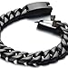 COOLSTEELANDBEYOND Masculine Men’s Stainless Steel Black Curb Chain Bracelet Satin Finishing