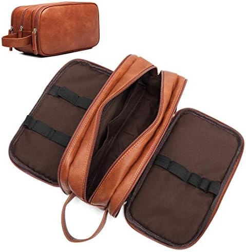 Leather Toiletry Bag for Men,Large Capacity Waterproof Travel Dopp Kit with Sturdy Handle,Travel Organizer for Toiletries -Travel Bag for Dad/Men/Husband for Valentines' Day 1 Leather Toiletry Bag for Men,Large Capacity Waterproof Travel Dopp Kit with Sturdy Handle,Travel Organizer for Toiletries -Travel Bag for Dad/Men/Husband for Valentines' Day