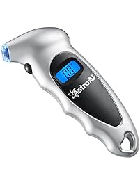 AstroAI Digital Tire Pressure Gauge 150 PSI 4 Settings for Car Truck Bicycle with Backlit LCD and Non-Slip Grip, Silver (1 Pack)