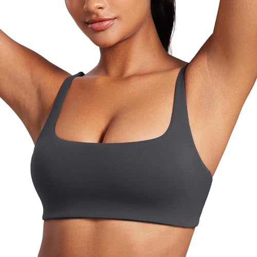 CRZ YOGA Womens Zip Front High Impact Sports Bra - Molded Cup