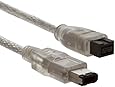 Clear IEEE 1394 Firewire 800 to Firewire 400 Cable, 9 Pin/6 Pin Male / Male - 6 FT