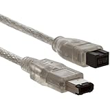 Clear IEEE 1394 Firewire 800 to Firewire 400 Cable, 9 Pin/6 Pin Male / Male - 6 FT