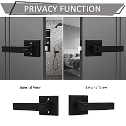 Probrico 2 Pack Square Door Lever Privacy Door Lock
