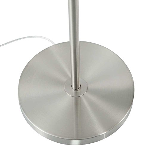 2 Bulb Socket Floor Lamp, DEEPLITE Modern Bedside Standing Lamp for Bedroom Living Room Office, 60 Inches Tall, White Fabric Shade and Brushed Nickel Metal Body - Thumbnail 6