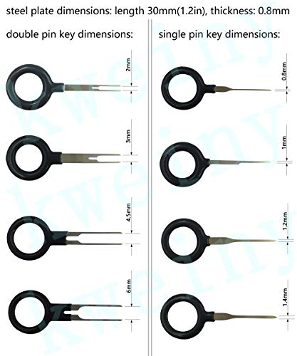 kweiny Auto Terminals Removal Key Tool Set Car Electrical Wiring Crimp Connector Extractor Puller Release Pin Kit (18 Pieces) - Thumbnail 2
