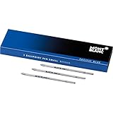 Montblanc Ballpoint Pen Refills Small Pacific Blue 124495 - Refill Cartridges for Meisterstück Hommage à W.A. Mozart and Augmented Paper Ball Pens - 3 x Blue Ballpoint Refills
