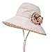 Bucket Boonie Cord Fishing Beach Cap Summer Sun Hat Wide Brim for Women UPF50+ Beige