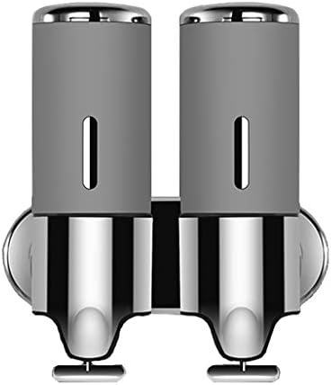 YSXZM Soap Dispenser, Hotel Bathroom Wall-Mounted Stainless Steel Silver Gray Double Pump Pull Rod Hand Sanitizer Bottle, for Shampoo Gel Shower Box (Color : Silver Gray)