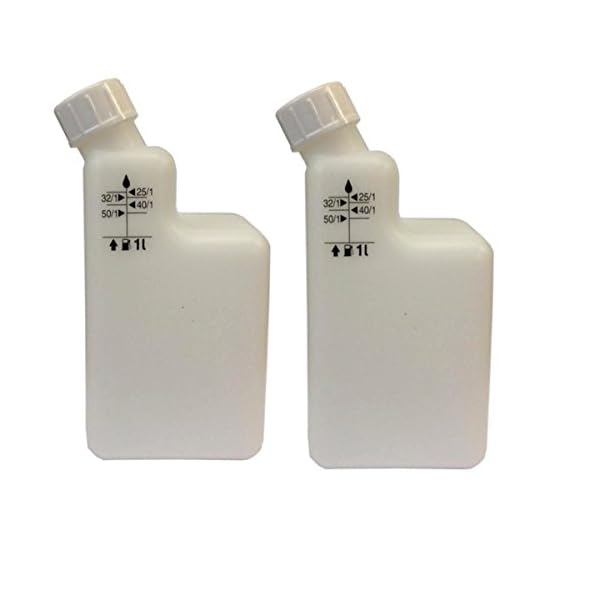 Unbekannt Kraftstoffmischflasche, 1 l, 2-Takt-Motoröl, Pre-Mix 40/1 25/1 32/1 50/1, Motorsense/Kettensägen, 2 Flaschen