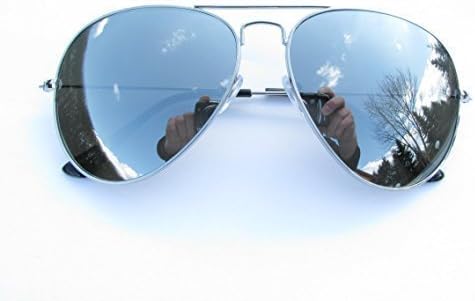 Sunglasses -, Pilot Glasses, Silver Flash Full Mirrored XXL Lenses