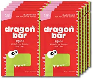 Dragon Bars | All-Natural, Organic, Healthy Snacks for Kids | 1.05 oz (30g) (Strawberry, Banana, Pear, Oat, Box of 10)