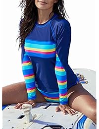 Bañador de manga larga para dama, con lazos laterales, estampado de bloques de colores, tallas S-XXXL