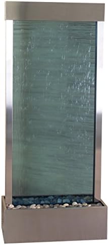 Harmony River Floor Water Feature with Stainless Steel Trim, Centered Mounted in Base (Blue Glass)