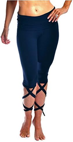 OH MY BOD Brand Premium Supplex Lace Down Gladiator Legging Yoga Exercise Fitness Capri Made In USA Lycra (Medium)