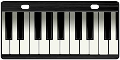 Piano Keys Design Strong And Durable Aluminum Car Metal License Plate Frame for Women/Men Two Holes Tag 11.8" X 6.1"