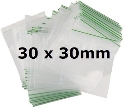 CPUK 100X 30x30mm Poly Plastic Seal Grip Zip Lock Bags Baggies