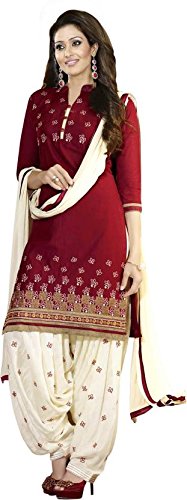 cative company women's cotton embroidered unstitched salwar suit dupatta material (maroon, 240-bbd)