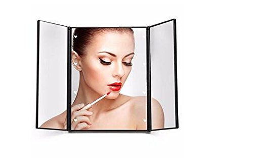 besky Premium Tri-Fold Led Lighted Makeup Mirror , Pocket Vanity Mirrors with Adjustable Stand