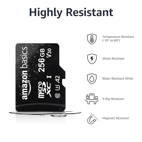 Amazon Basics Micro SDXC Memory Card with Full Size Adapter, A2, U3, Read Speed up to 100 MB/s