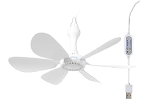 MENGNESSLY USB Mini Small Ceiling Fan quiet Camping Optional Emergency Portable Outdoor Hanging Gazebo Canopy Dorm Fans Silent For Grow Tent,Hiking,Outages Speed Home Room Battery operated,Power Bank powered