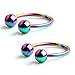 Ruifan 316L Surgical Steel CBR Horseshoe Circular Rings Nose Eyebrow Tragus Lip Ear Hoop Ring Piercing 20G 10MM 2PCS (Rainbow)