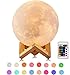Moon light, Mkstuary Moon Lamp 5.9 inch with 16 colors, 3D Printed Moon Light with 5 Adjustable Brightness Touch Control, Moon Light for Kids Women, USB Rechargeable Decorative Night Light