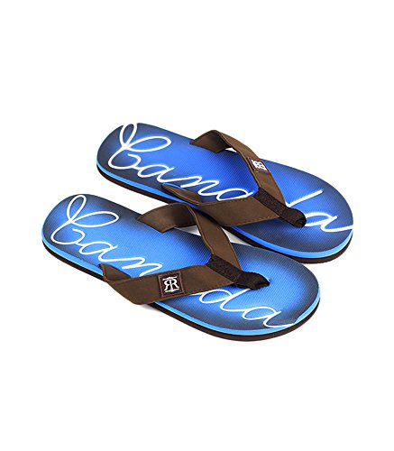 Robin Ruth - Blue & Brown Canada Script Press Men Flip Flop
