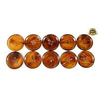 Set of 10 Premium Genuine Chestnut Brown and Tan Buffalo Horn Buttons 25mm 1 Inch for Pea Coats, Overcoats, Winter Coats, Trench Coats