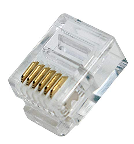 odedo RJ12 Connector Modular Plug 6P6C for Flat Cable Western Plug Telephone Cable Pack of 100