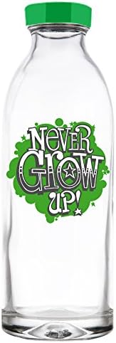 Never Grow Up Reusable Glass Water Bottle By Faucet Face, 14.4 Oz.