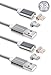 Smart&Cool 3.3 Feet Gen4 Nylon Braided 2 in 1 Two-mode Super Magnetic Charging & Data Sync Cable for Smart Phone and Tablets with Micro-USB and i-Product Interface (3.3ft-Silver Twin Pack)