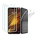 [3 in 1] Pulen Screen Protector for Xiaomi Poco F1 2018,HD Clear Anti-fingerprints Anti-Scratch 9H Tempered glass with TPU Case Cover [Ultra Clear] [Shock-Absorption] for Xiaomi Pocophone F1