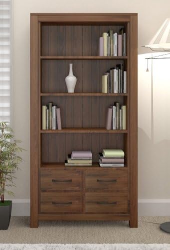 Grand Walnut Wood Furniture Large Tall Bookcase Bookshelf With