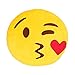 Q's 32cm/13IN Emoji Smiley Emoticon Yellow Round Cushion Pillow Stuffed Plush Soft Toy USA Best Quality (Throwing kiss)