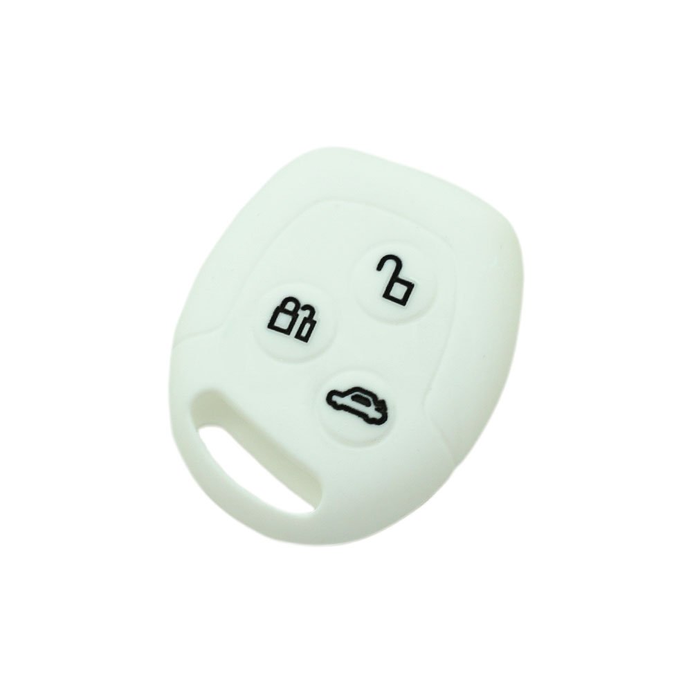 BROVACS Silicone Cover Protector Case Holder Skin Jacket Compatible with FORD 3 Button Remote Key Fob CV9702 White