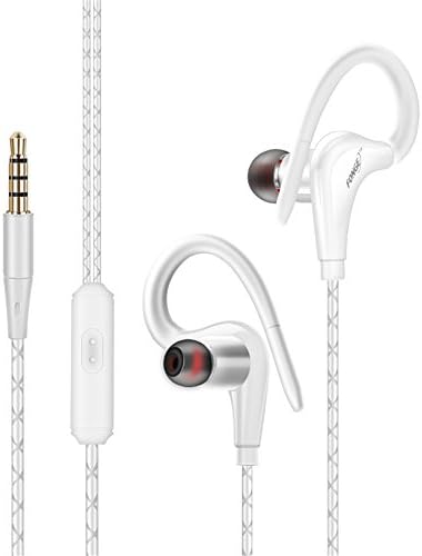 YIFAFESU Sweatproof Sports Earhook Headphones with Remote and Mic Noise Sound Isolating Sports Earbuds for Running Gym Jogging Earphones for MP3 MP4 Apple devices, Android smartphones (S760-white)