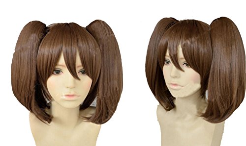 Diane Wig Two Pony Women Brown Hair Cosplay Costume Accessory