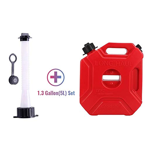 YOUNGFLY 1.3 Gallon Motorcycle Gas Can, Container Plastic Storage Gas Tank with 1 Pack Mount & Replacement Pour Spouts Emergency Backup for SUV UTV Dirt Bike Car Boat Vehicle, Red - Thumbnail 4