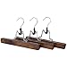 Clutter Mate - Set of 12 - Wood Pant Hangers with Locking Bar, Premium Light Walnut Finish for Pants and Slacks
