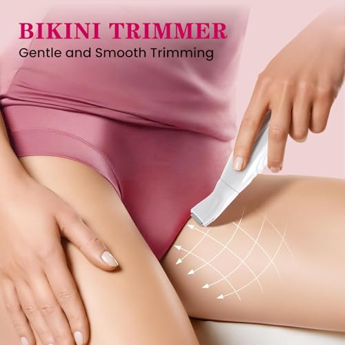 MAXGROOM Women’s Bikini Trimmer – All-in-One Waterproof Ladies’ Electric Razor & Shaver，Rechargeable Body Grooming Kit for Legs, Armpits, Face, Eyebrows & Bikini Line (White)